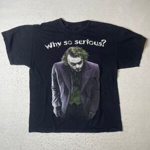 The Dark Knight Joker Why So Serious T Shirt Mens Large Movie DC Comics